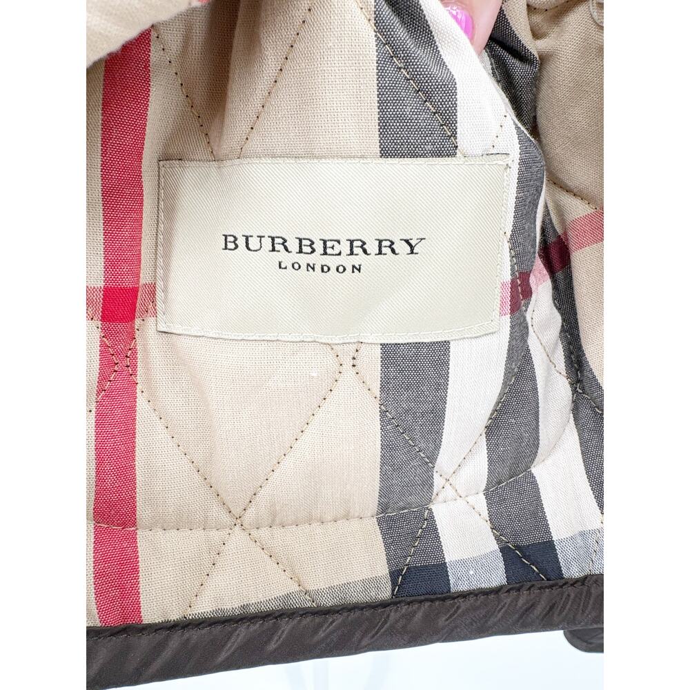Burberry Brown Diamond Quilted Jacket Nova Check Lining Size Medium Button Coat - Picture 5 of 7